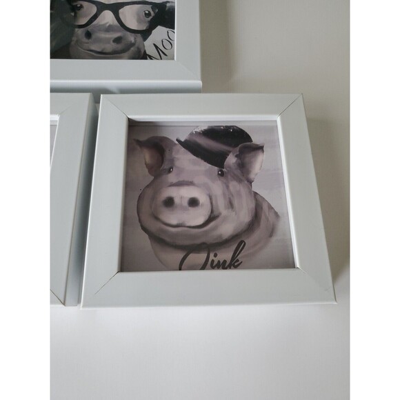 Always Home INT Set 3 White Framed Ready To Hang Small Farmhouse Animal Pictures - Picture 4 of 11